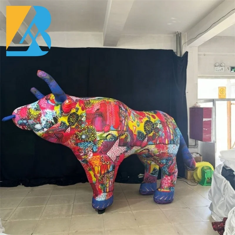 Personalized Walking Type Giant Inflatable Colorful Bullfighting Costume for Carnival Parade Toy