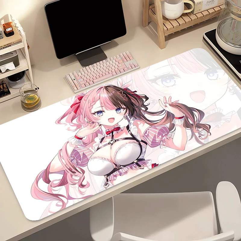 Anime Mouse Pad Gamer XXL Keyboard Mat Two Tone Pink Brown Twin Bow Sweet Anime Girl Multi Scene Office Gaming Home Desk