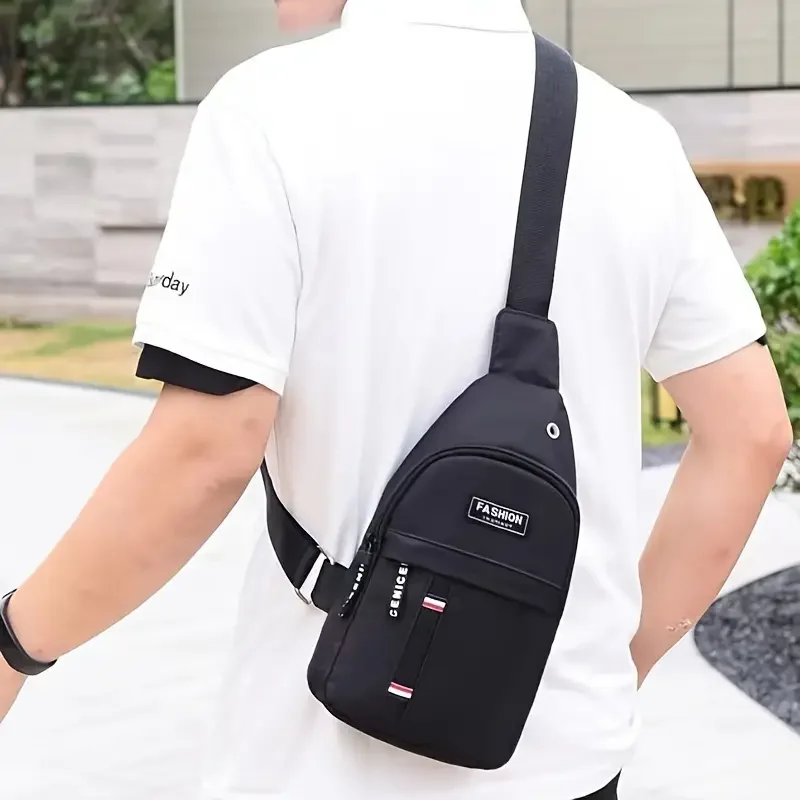 New Men\'s Simple Outdoor Shoulder Bag Mobile Phone Bag, Casual Sports Fashion Crossbody Bag, Travel Zipper Lightweight Chest Bag