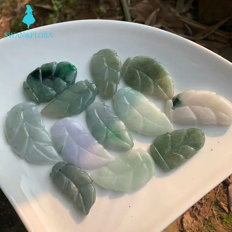 

Ожерелье с подвеской из натурального Мьянманского нефрита LEAF, высококачественное подарочное ожерелье с подвеской в виде листа