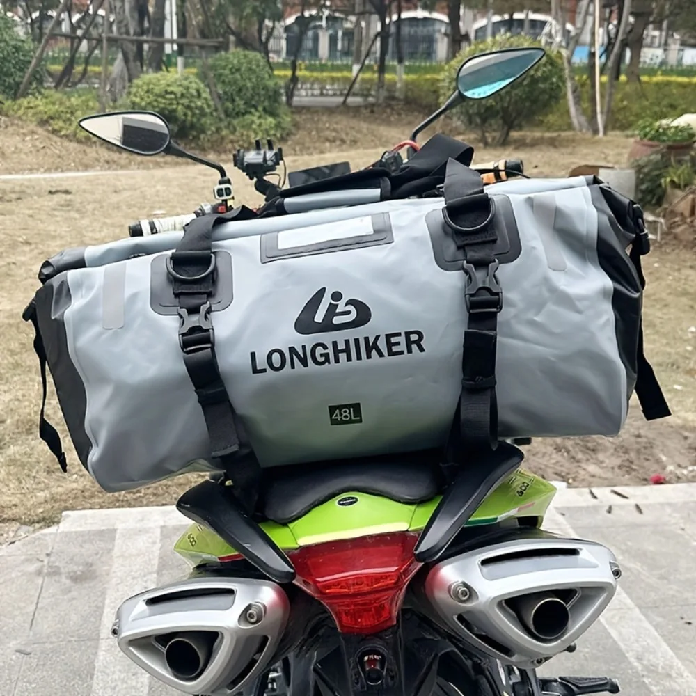 48L 66L Universal Motorcycle Waterproof Tail Bags Helmet Durable Rear Moto Seat Bag High Capacity Riding Motocross Outdoor Bag