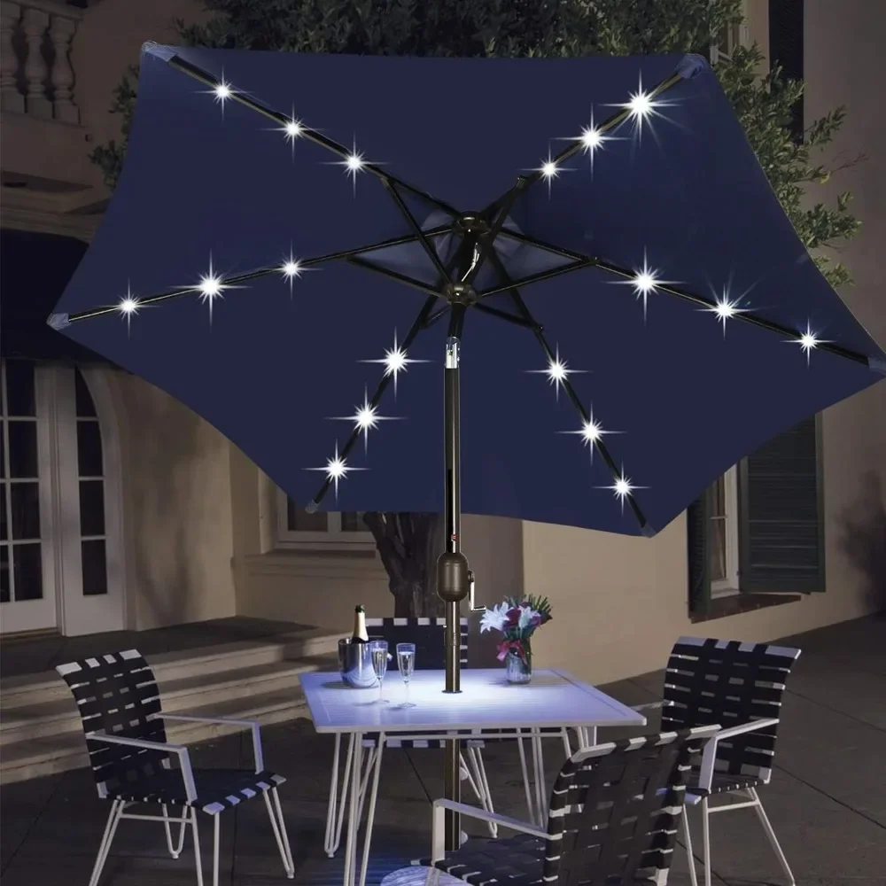 7.5 Ft Solar Umbrella, 18 LED Lighted Patio Umbrella, Table Market Umbrella