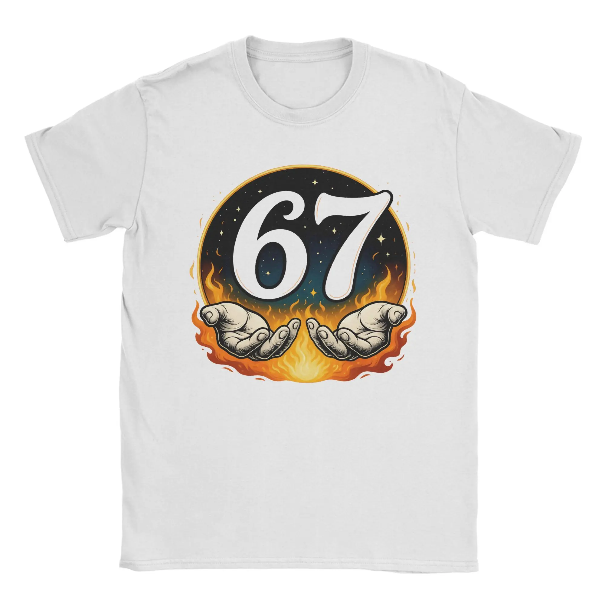 Casual Six Seven Funny 67 Meme WithHand T-Shirt Men Crew Neck Cotton T Shirts Short Sleeve Tee Shirt 6XL Clothing