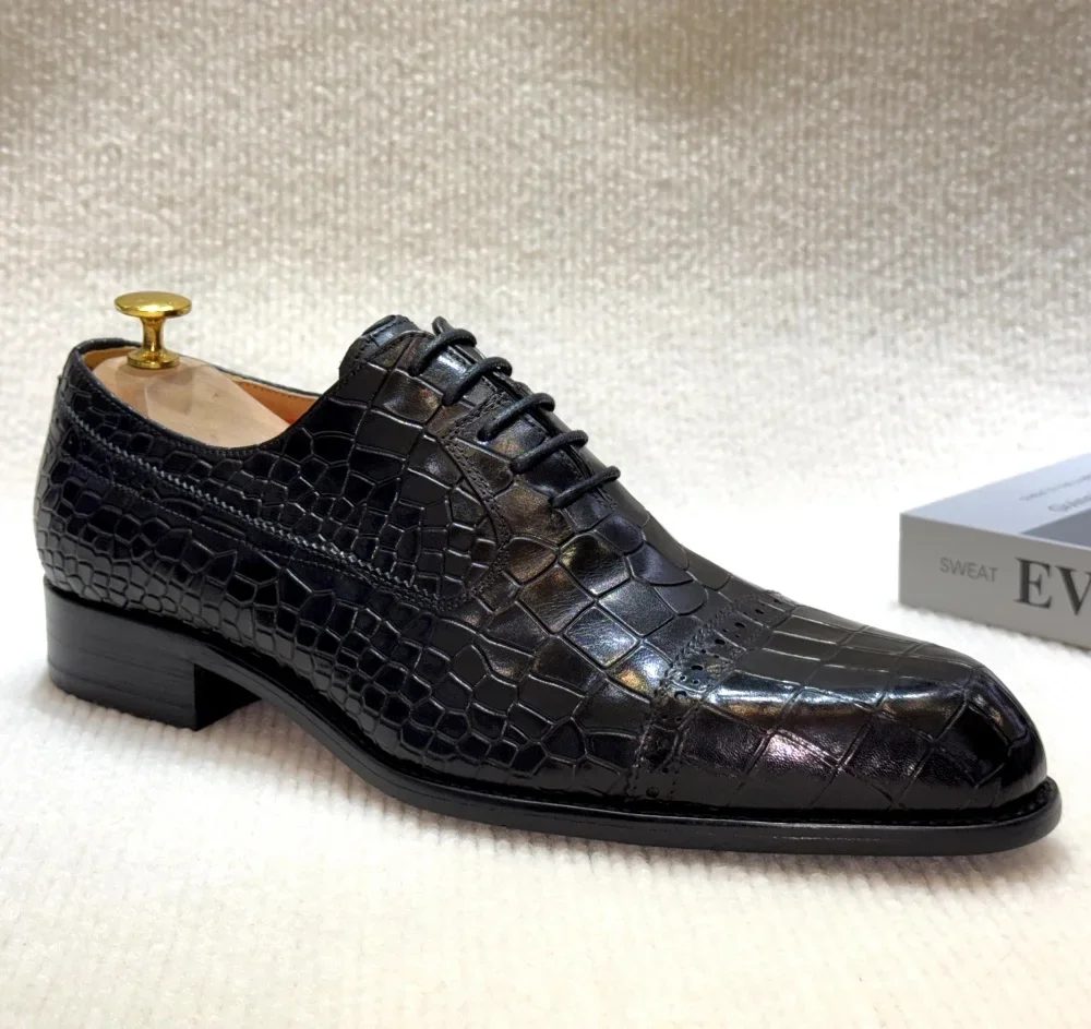 Luxe handgemaakte lederen herenschoenen Klassieke Cap Toe Oxfords Veterschoenen Formeel Zakelijk Bruiloft Kantoorschoenen