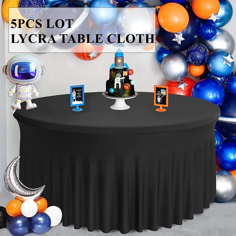 Black Color Wave Shape Spandex Table Cloth Lycra Stretch Table Cover Linen For Banquet Event Wedding Decoration