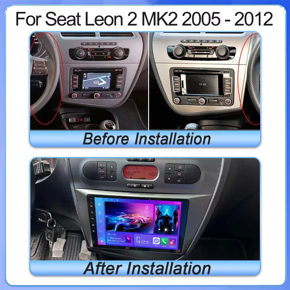 Car GPS Android 16 Auto Radio For Seat Leon 2 MK2 Altea 2005-2012 Stereo Head Unit Multimedia Player No 2din DVD QLED Screen 5G