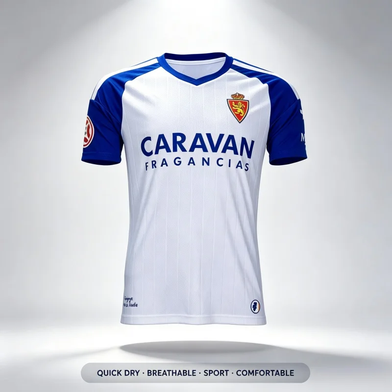 26-27 Zaragoza 3D Print Football Jersey Men Women Summer Sports T-shirt Breathable Quick Drying Streetwear Clothing Parent-child