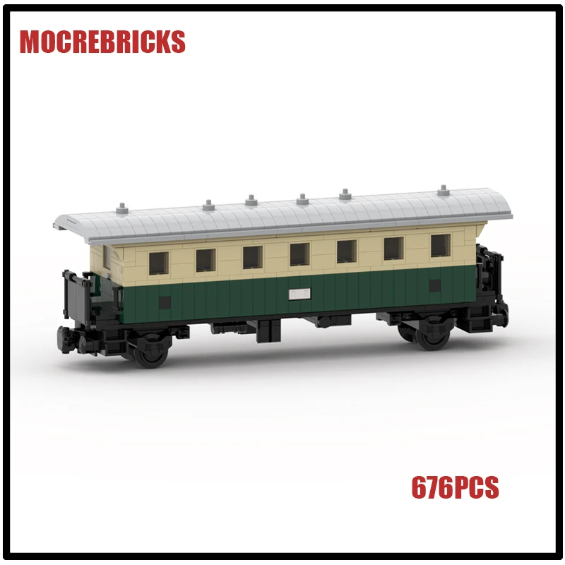 

MOC City Railway Train 2nd Class Passenger Coach Carriages Building Blocks Model Puzzle Bricks Toys Xmas Gifts For Kids Adult