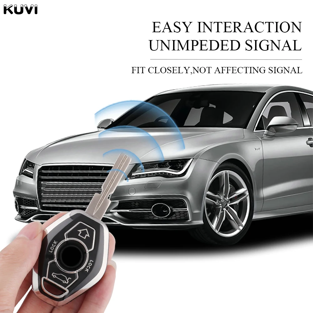 Fashion TPU Car Key Case Cover Shell For BMW EWS X3 X5 Z3 Z4 1 3 5 7 Series E38 E39 E46 3 Buttons Protected Fob Bag Accessories