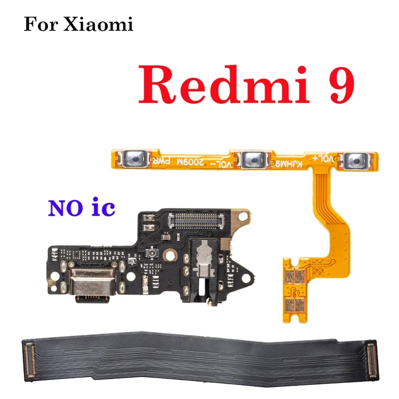 Doca de Carregamento Conector Off Switch, Placa Principal, Cabo Flex para Xiaomi Redmi 9, Carregador USB de Alimentação, Motherboard Flex