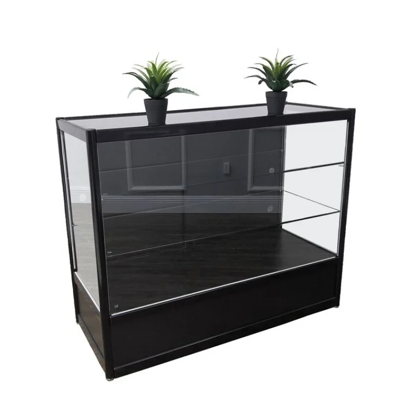 custom.Top Seller LED Glass Counter Aluminum Frame Smoke Shop Showcase Store Display Cabinet with Adjustable Shelves