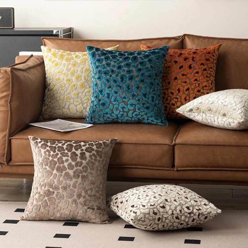 

Luxury 3D Leopard Print Sherpa Pillow Cover 18x18Inch Blue Beige Brown Coffee Grey Red Black Soft Decorative Throw Cushion Case