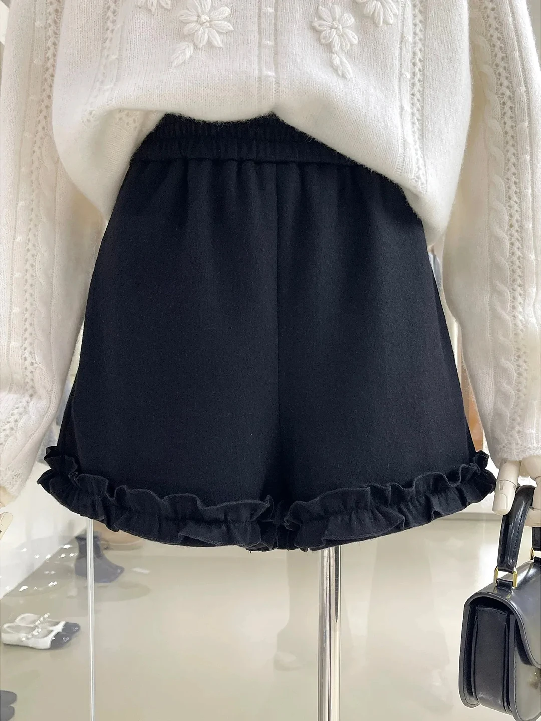 

High Waist Casual Tweed Loose Women's orts Spring 2026 New Sle Earlet Lace Trim Wide Leg Pants Korean Sle Commute Wind
