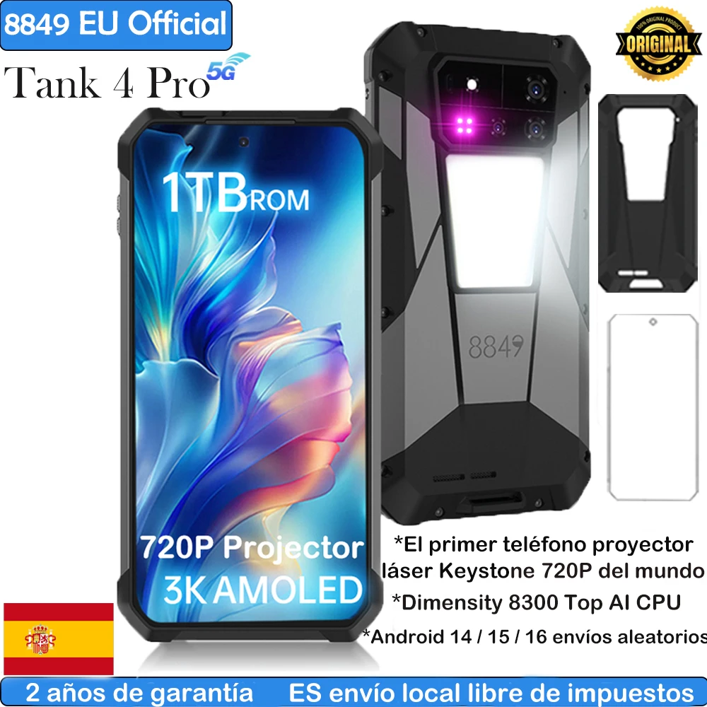 8849 Tank 4 Pro Unihertz 5G AI Proyector resistente Smartphone 1TB + 36G Dimensidad 8300 AMOLED 3K Android 14… — oferta en AliExpress