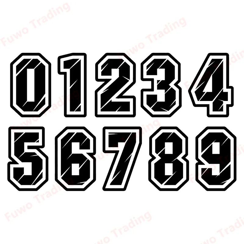 Hot selling No Background Figures 0 1 2 3 4 5 6 7 8 9 Racing Number Helmet Racing Vinyl Decals Motorcycle Accessories Sticker