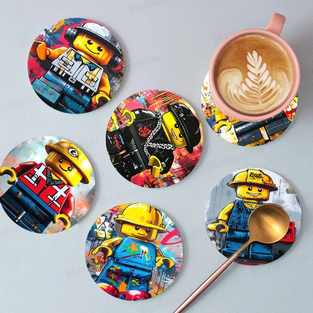 The L-Lego Game Coasters Suitable For Daily Family Gathering Decoration, Kitchen, Anti-slip Wooden Coasters
