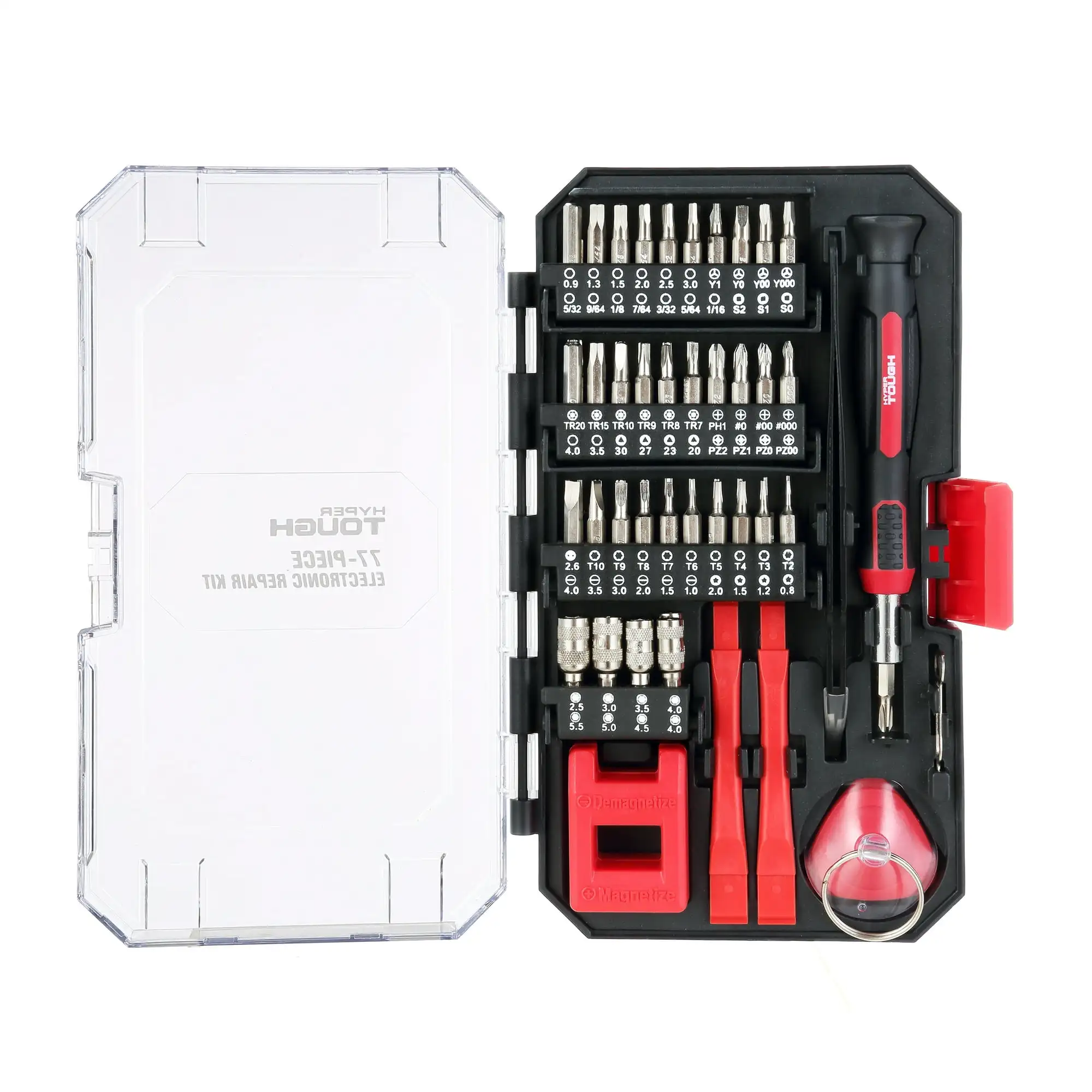 77 Piece Precision Tool Kit with Magnetic Screwdriver, Standard Size Bits, and Case, New Condition