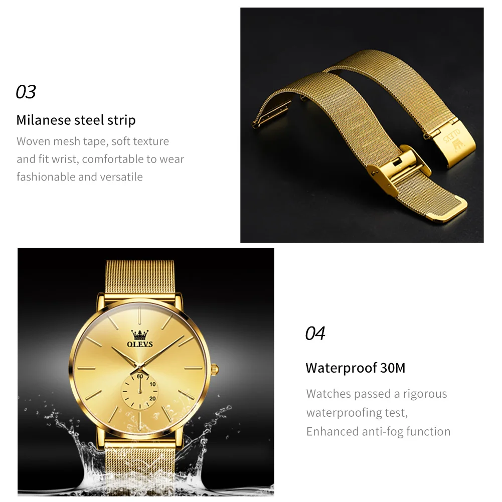 OLEVS 9954 Men\'s Watch Luxury Fashion Ultra thin 7.5mm Waterproof Luminous Timing Code Brand Business Original Quartz Men Watch