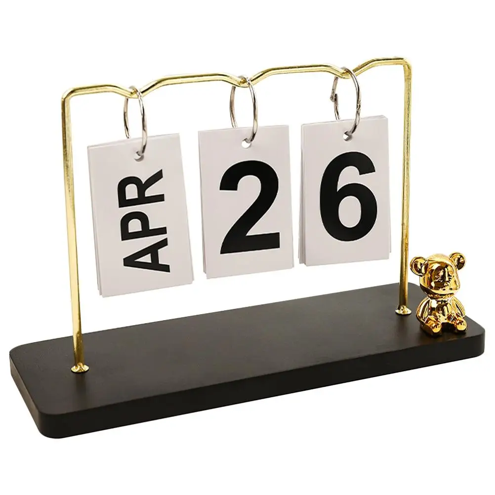 

Creative Metal Reusable Standing Reusable Table Calendar Date Standing Desk Calendar Board Black Compact Home Office