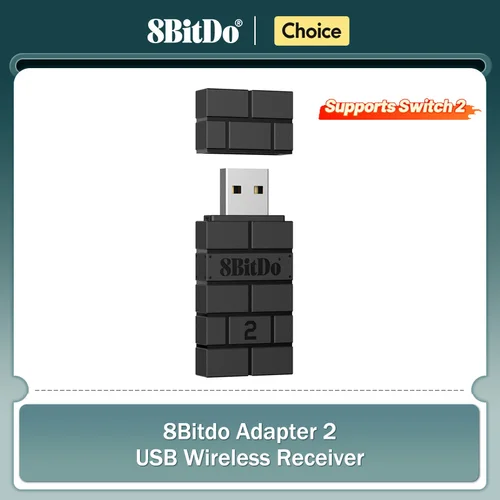 8BitDo Adaptador Bluetooth Inalámbrico USB 2 Receptores para Nintendo Switch 1, 2 PS1 Raspberry Pi Mini Controlador PS4 para Manillar PS5