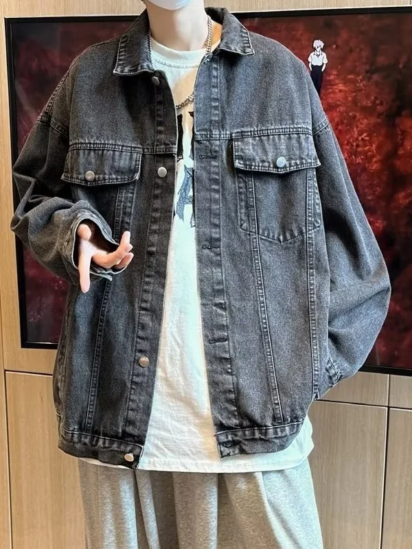

2025 New Casual Denim Jaet Loose Men's Autumn Outerwear for Couples Teenage Cotton Blend ex Jaet Faionable Bf Sle