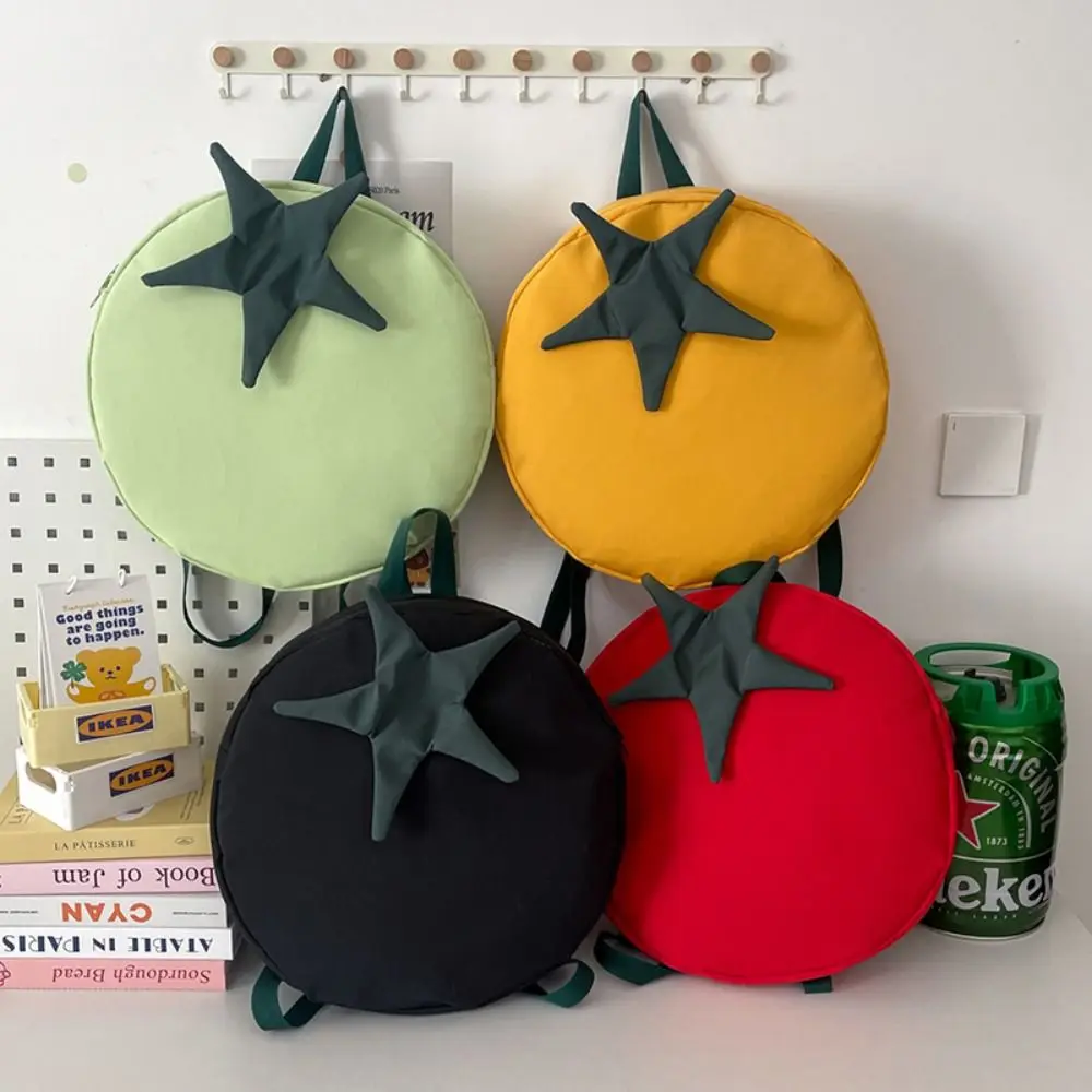 

New Cute Tomato Backpack Casual Lightweight Large Capacity Backpack Zipper Waterproof Student Schoolbag Teenagers