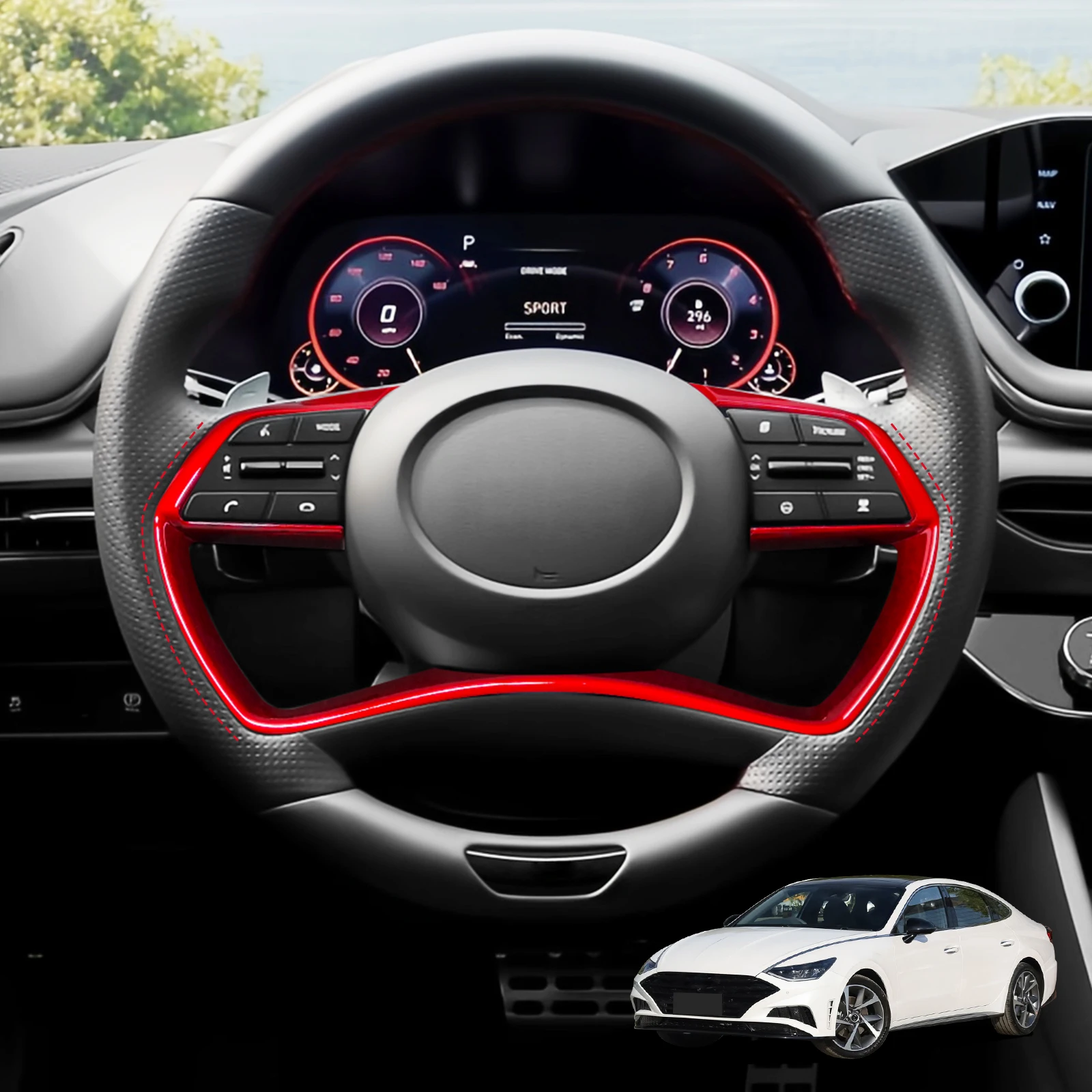 

Carbon Fiber ABS Steering Wheel Trim Cover For Hyundai Sonata DN8 2020-2023 Steering Wheel Design Decorative Stickers