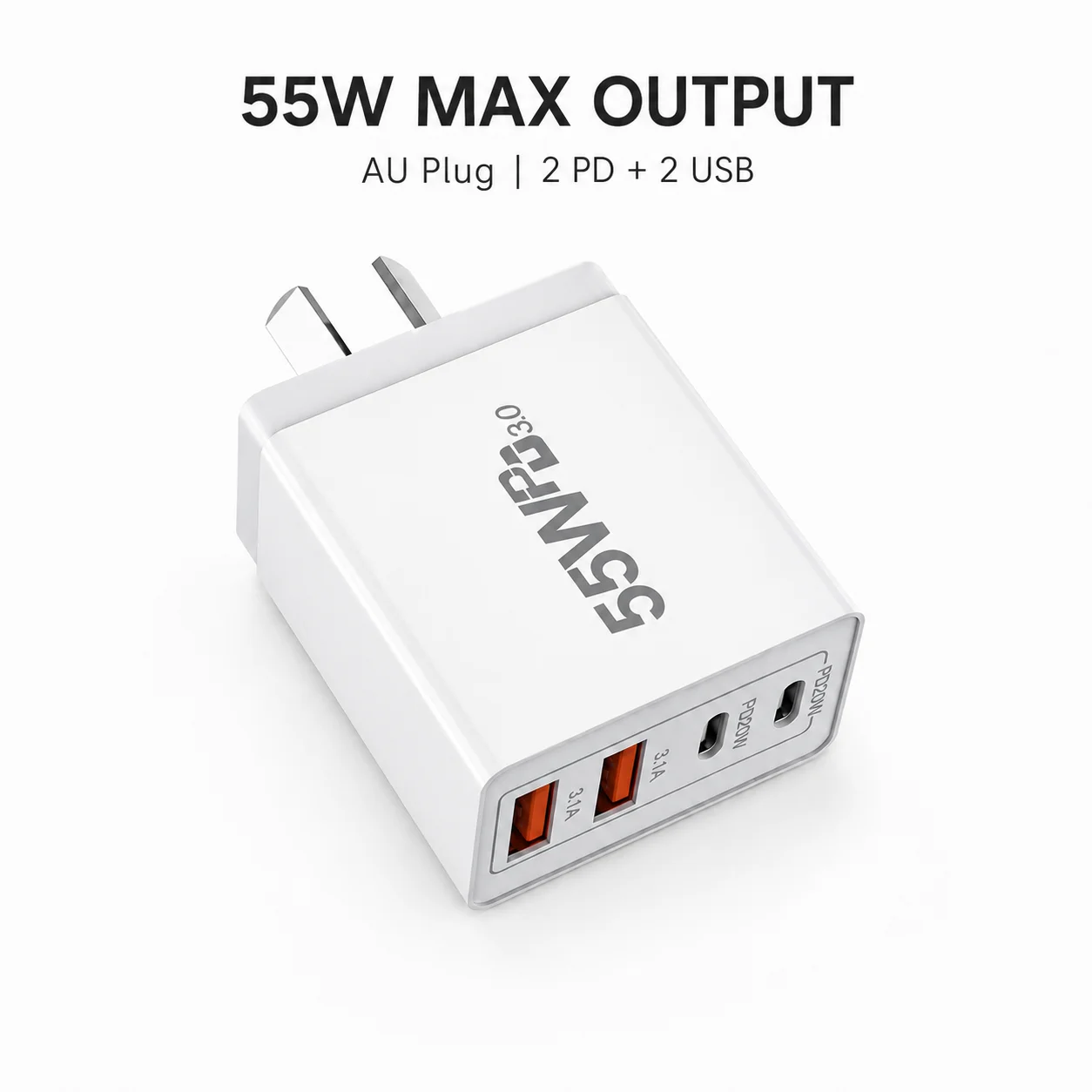 55W 65W AU Plug USB C Fast Charger PD Quick Charge Wall Adapter Type C Power Charger for iPhone Samsung Xiaomi Redmi Smartphone