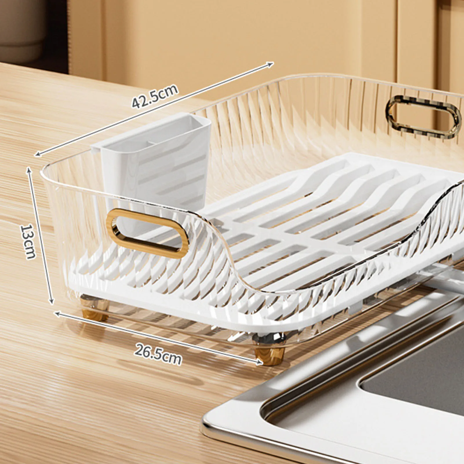 Dish Drying Rack Bowl Plate Storage Dish Drainer Rack with Drainboard for Kitchen Counter and Sink