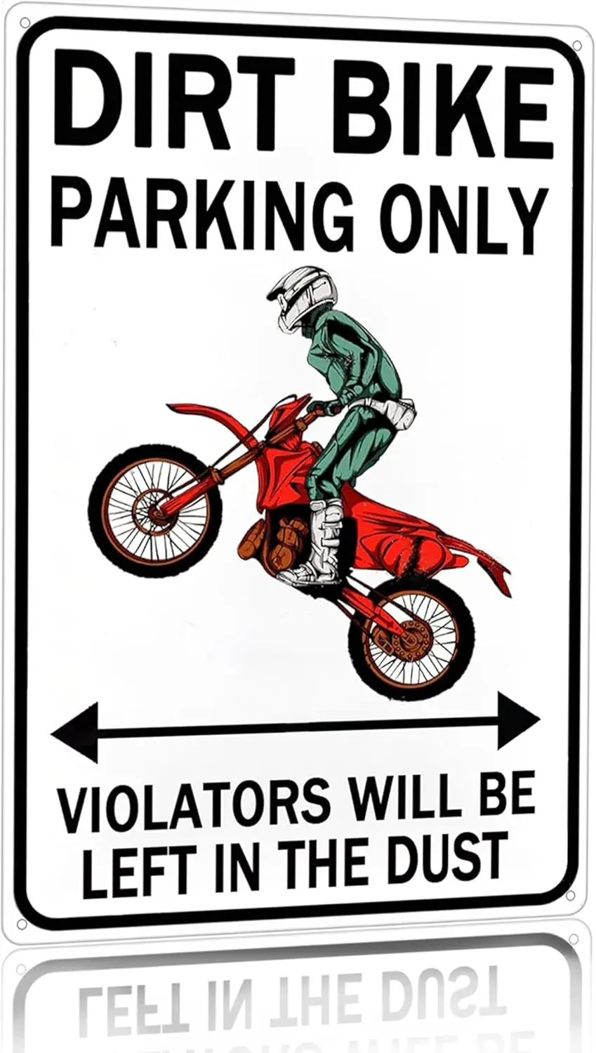 Dirt Bike Accessories Boys Motorcross Gifts Funny Dirty Parking Only Vintage Tin Sign for Man Cave Boy;s Room Garage Wall D