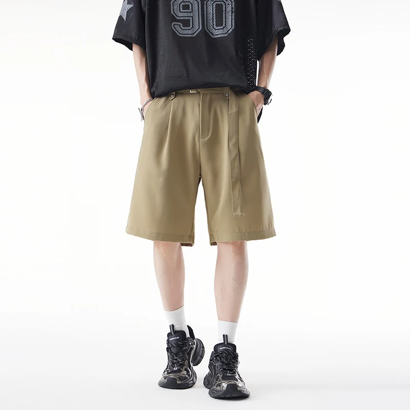 

Faionable Summer 2025 Men's Comfortable Casual Loose orts Straight Leg Korean Sle Versatile Five-Quarter Length Pants