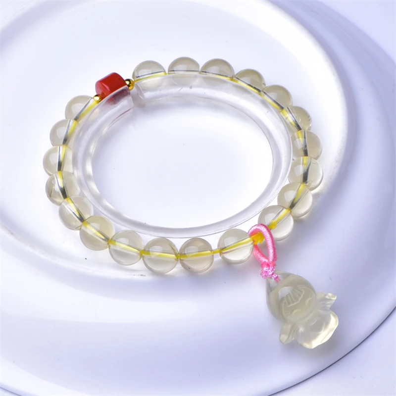 

8 мм натуральный цитрин из бисера ангел кулон браслет модный исцеление персонализированный для мужчин женщин драгоценный камень ювелирные изделия подарок для влюбленных 1 шт.