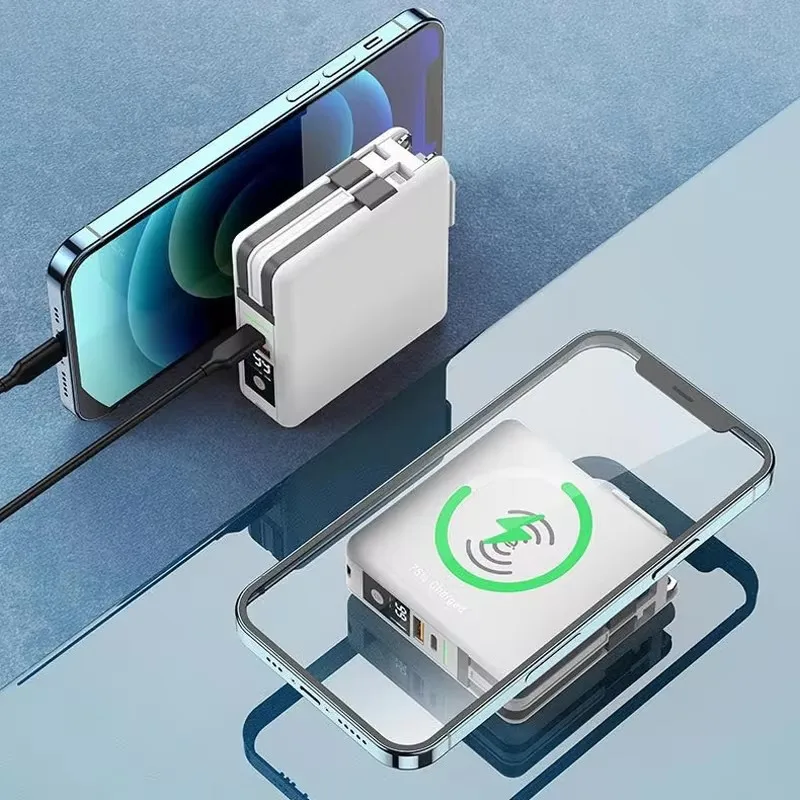 10000mAh Wireless Power Bank PD 20W Fast Charging Powerbank with Cable Plug Wall Charger for iPhone 16 Samsung Xiaomi Poverbank - Image 5