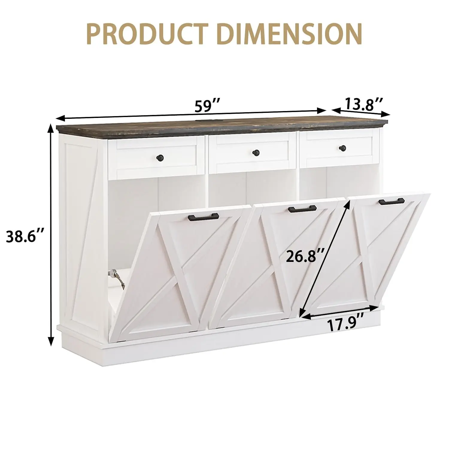 Tilt Out Trash Cabinet Wooden Hideaway Drawer Freestanding Laundry Hamper Garbage Recycling Wheels Pet Proof, Customized