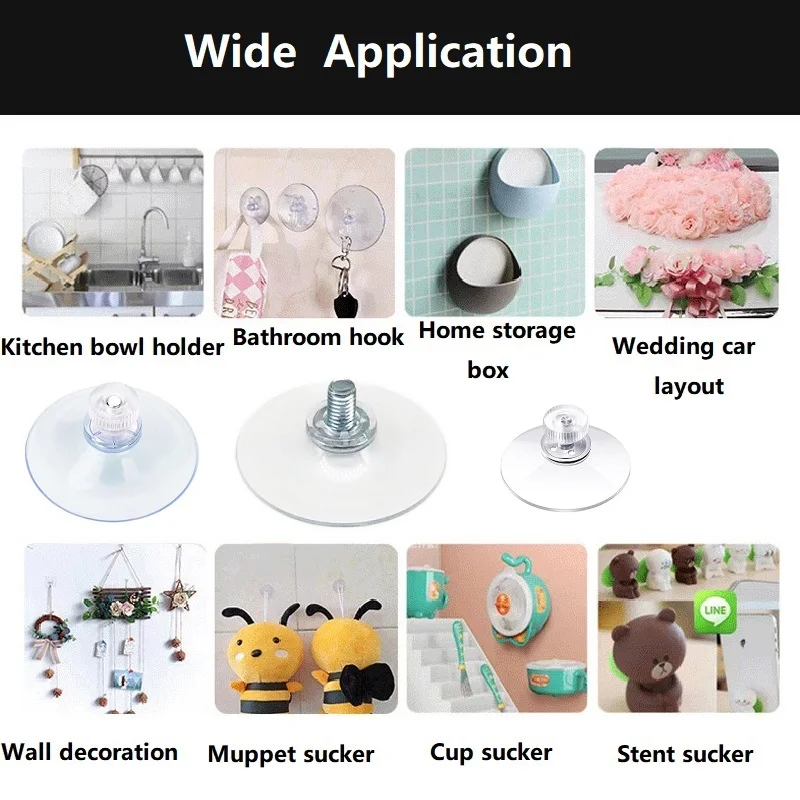 10PCS Suction Cup Hooks with Screw Nut 60mm Thickening PVC Sucker Vacuum Suction Cup for Glass window Bathroom Suction Pads