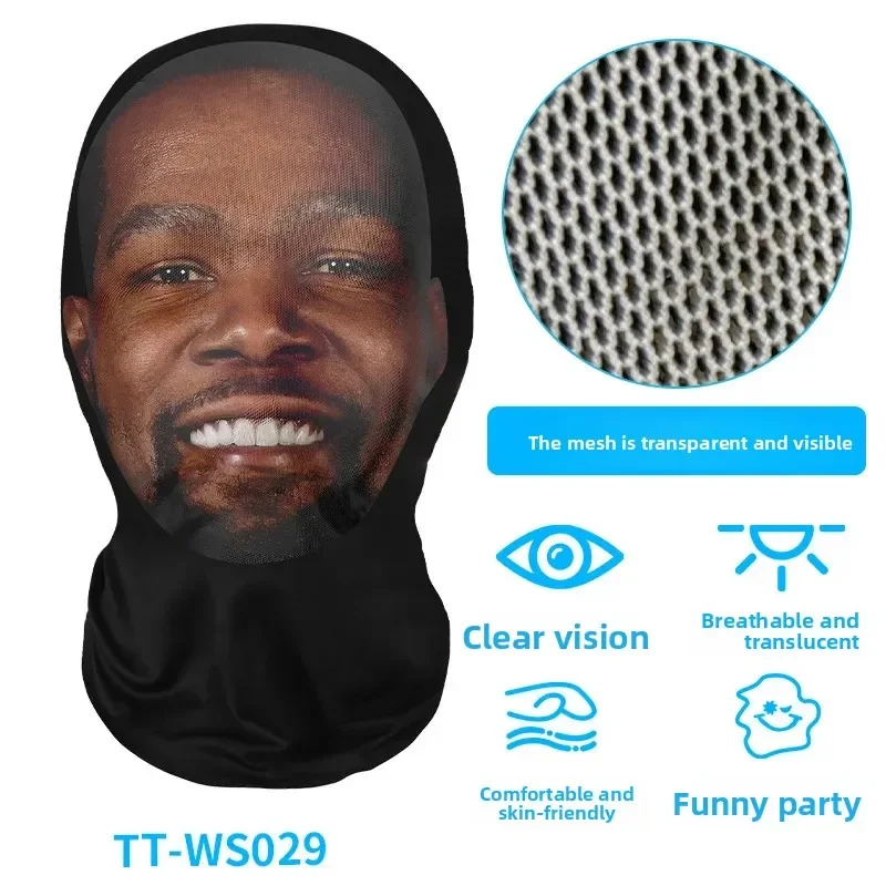 Drukowana 3D Pełna Maska na Twarz Elastyczna Siatka Unisex Cosplay Nakrycie Głowy Impreza Symulacja Kominiarka Kapelusz Nakrycie Głowy Oddychający Rekwizyt Nowość