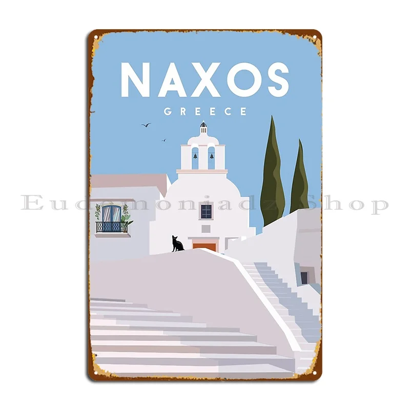 Grécia Naxos Pôster de viagem Design de sinal de metal criar cozinha casa cartaz de sinal de lata de ferro