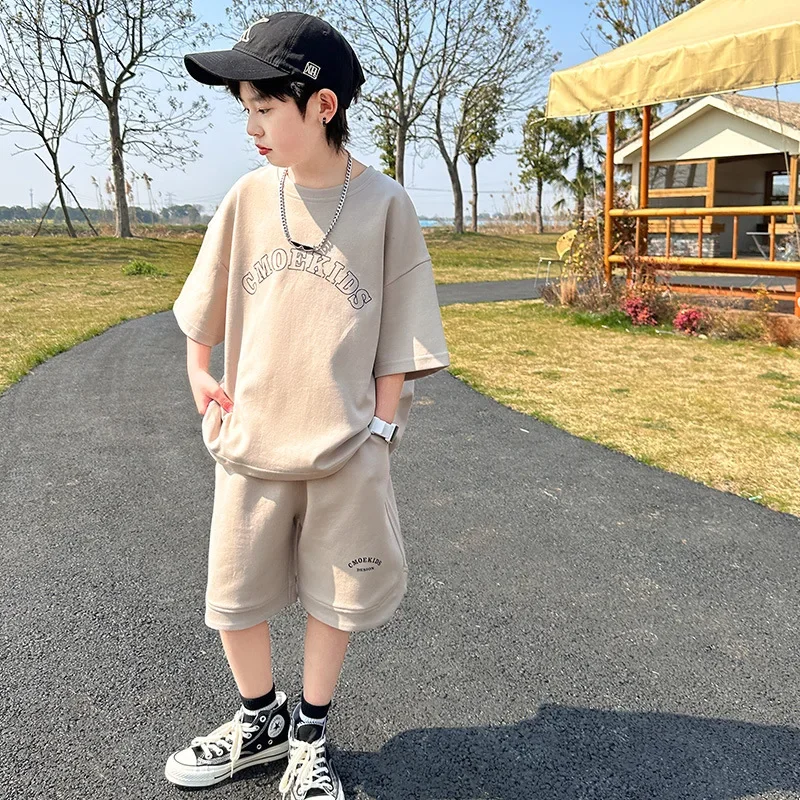 Summer Teenage Boy Clothes Set Children Girls Letter Tshirt and Shorts 2pcs Suit Kid Short Sleeve Top Bottom Outfits Tracksuit