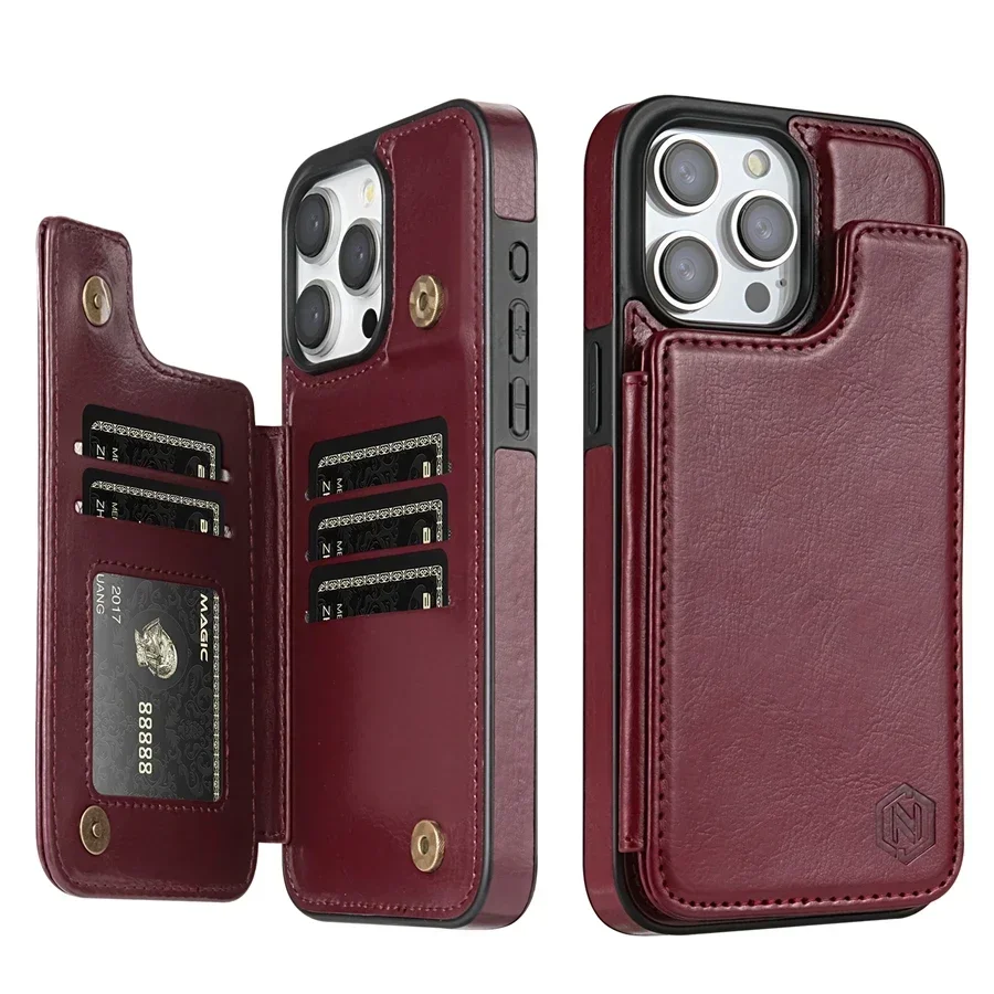 Brieftasche RFID-blockierende Schicht schützen magnetische Flip-Ledertasche für iPhone Air 17 Pro Max 16e 16 15 Plus 14 13 12 11 XR Cover