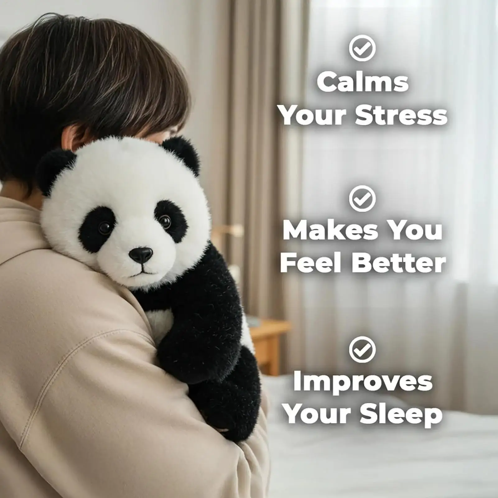 Panda Plush Toys Realistic Tabletop Pandas Plush Toy Soft Emotional Soothing Companion Cute Stuffed Animal Doll For Women Men