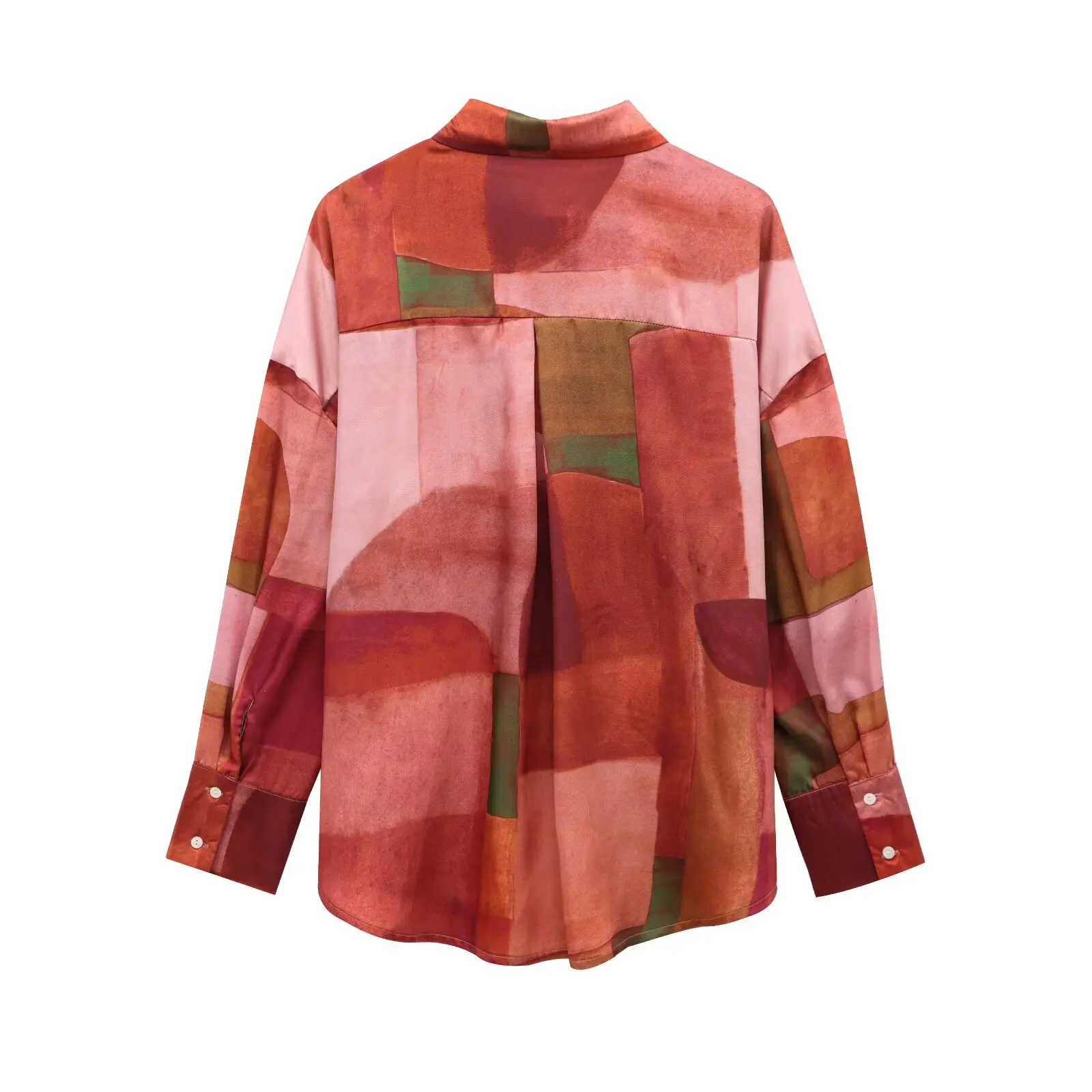 JNLEAOG Spring New Women's Sle Silk Satin Feelment Printed aphic irt Loose Fit Long Sve Polyester Fiber Resistant to...