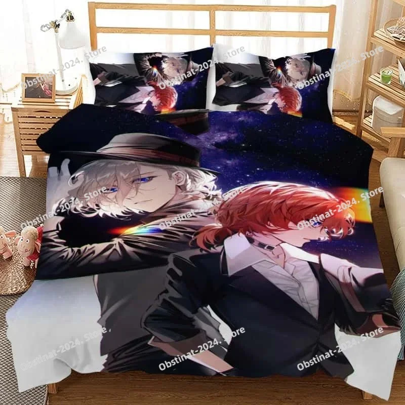 3D Cartoon Duvet Cover Set Bungo Stray Dogs  Tales of the Lost Bedding Sets Comforter Duvet Cover Pillowcase For Home Textiles