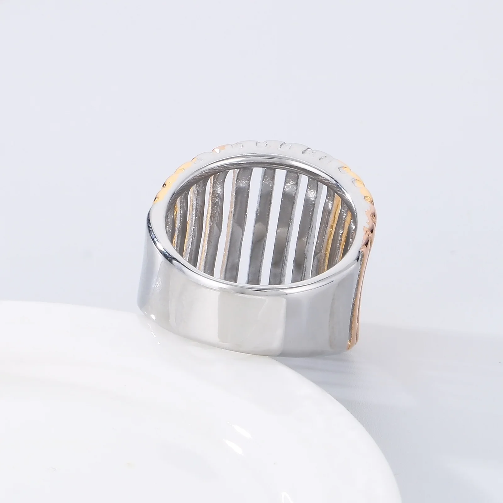 KALEN Mixed Colors Trendy Stainless Steel Rings for Women Punk Geometric Hollow Vintage Elegant Ring Party Jewelry