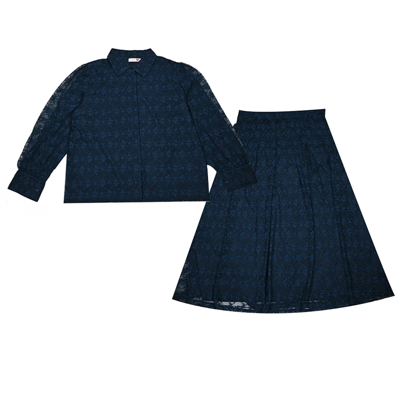 

Нарядный комплект из двух предметов: рубашка с длинными рукавами (XS-3XL) и макси-юбка, с сетчатой верхней частью и сатиновой подкладкой, элегантная женская одежда.