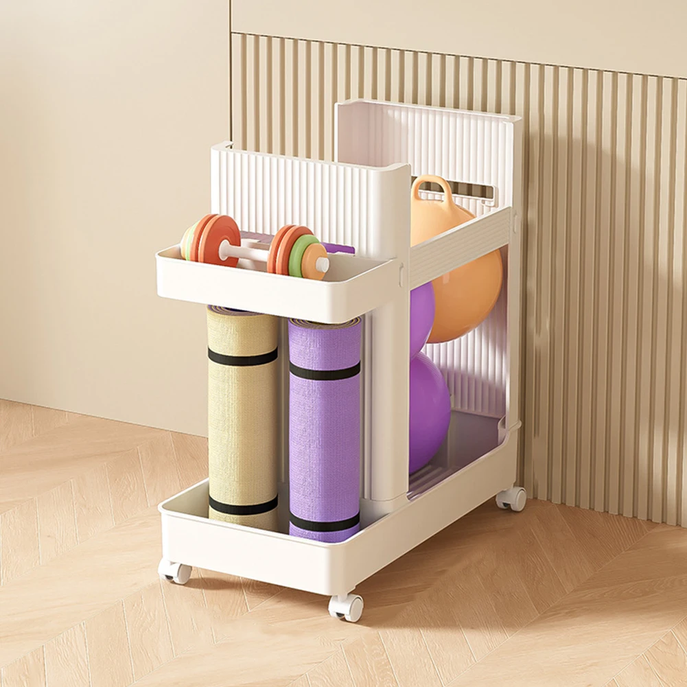 Gym Equipment Holder with Wheels Sports Equipment Storage Rack Yoga Mat Storage Basket Fitness Equipment Sports Tools Organizer