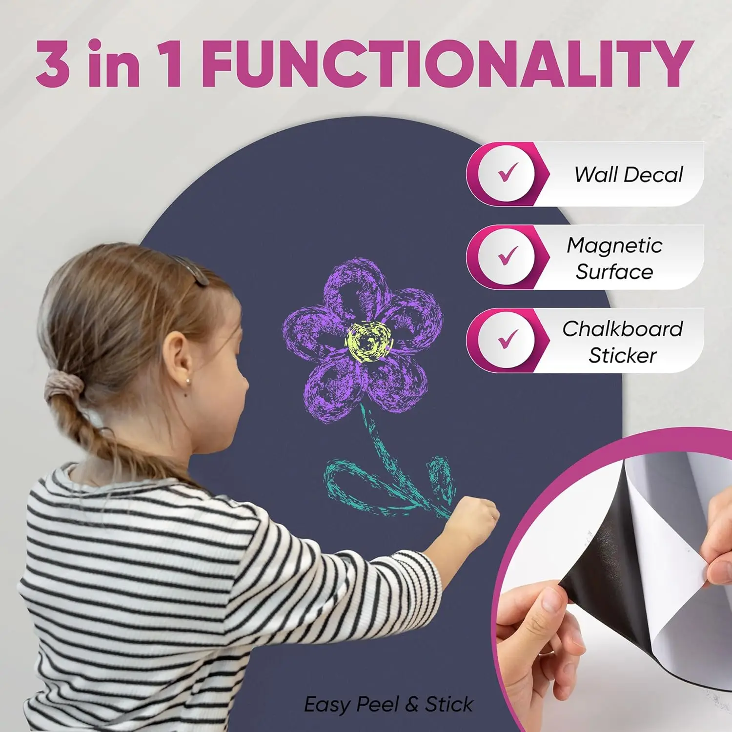 48x24 Inch Magnetic Chalkboard Wall Sticker - Arched Matte Finish for Playroom & Home Classroom