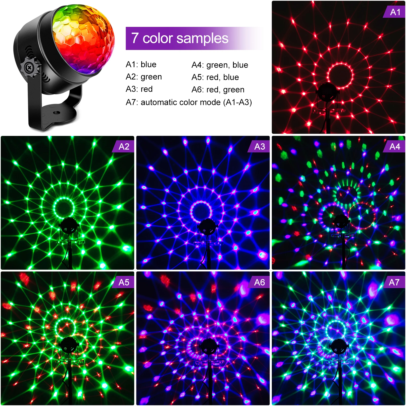 Party Lights,Strobe Lights for Parties,Sound Activated Disco Ball Lights with Remote RGB 7 Colors Changing Disco DJ Light