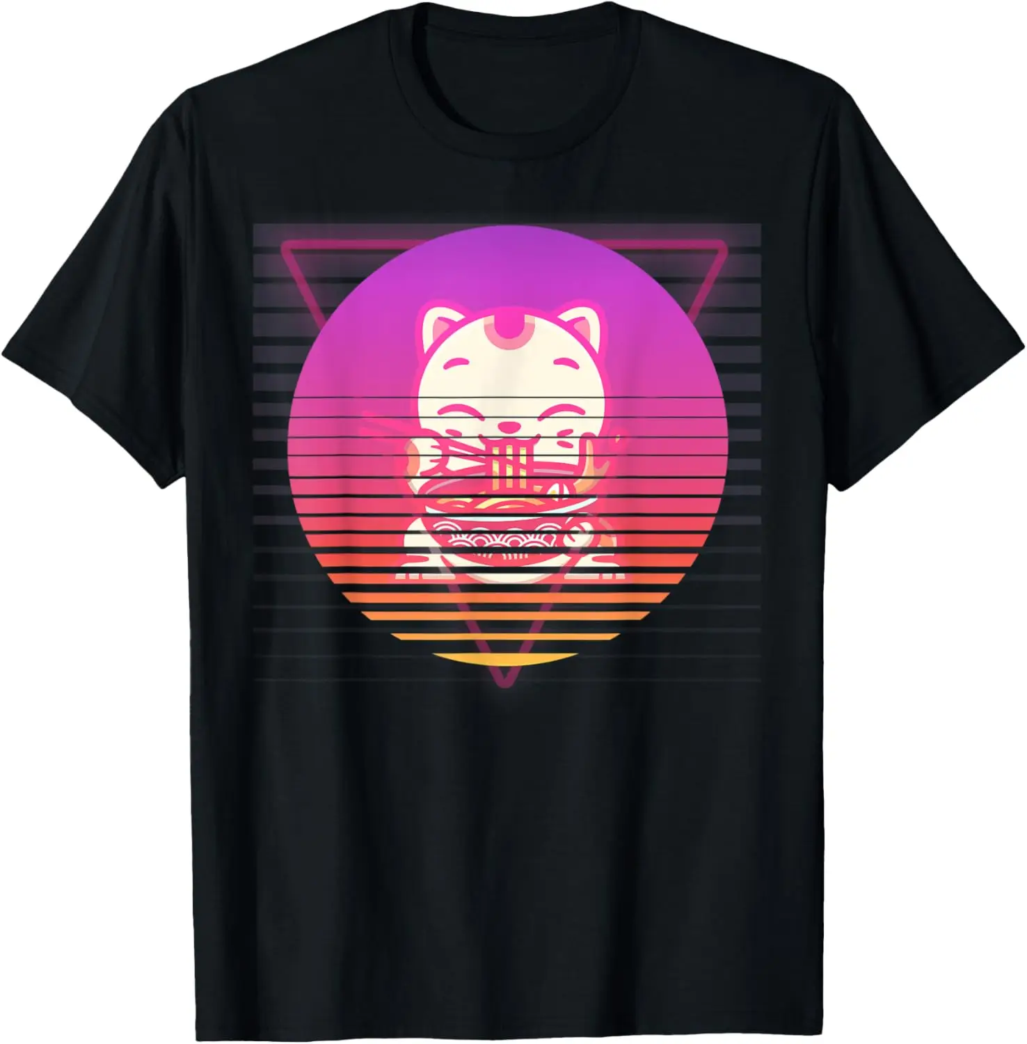 Kawaii Cat Anime Ramen Japanese Retro Vaporwave 80s 90s T-Shirt