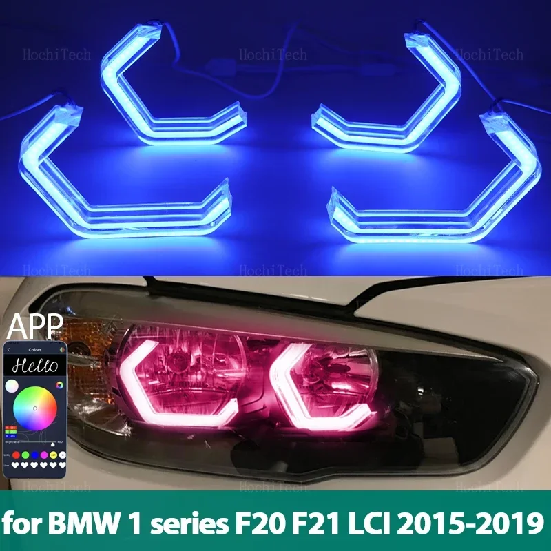 

multi-colored Ring Angel Eyes RGB M4 Style LED App control for BMW 1 series F20 F21 LCI 2015-2019 118i 120i 125i 116d 118d 120d