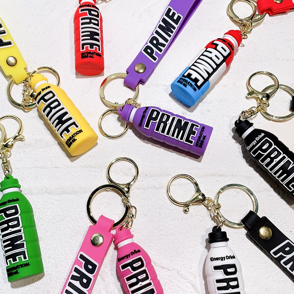 Cute Prime Drink Keychain Fashion Bottle Key Chains for Car Key Bag Pendant Women Men Party Favors Keyring Gifts Wholesale